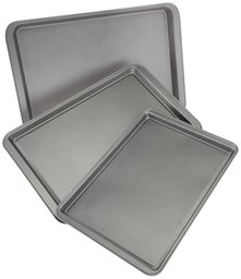 AmazonBasics - Set di 3 placche da forno antiaderenti