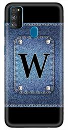 Amazon Brand - Solimo Designer Button Jeans Alphabet-W 3D Printed Hard Back Case Mobile Cover for Samsung Galaxy M21 / M30s