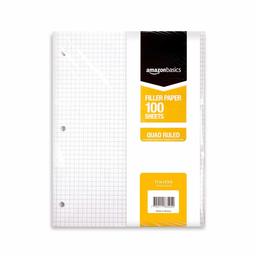 AmazonBasics Graph Ruled Loose Leaf Filler Paper, 100-Sheet, 11