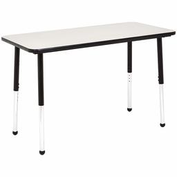 AmazonBasics 24 x 48 Inch Rectangular School Activity Kids Table, Ball Glide Legs, Adjustable Height 19-30 Inch, Grey and Black (Renewed)