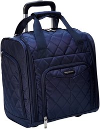 AmazonBasics Underseat Luggage, Navy Blue Quilted