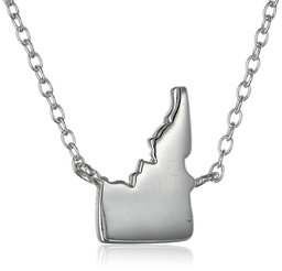 Sterling Silver Stationed Mini State Idaho Pendant Necklace, 16