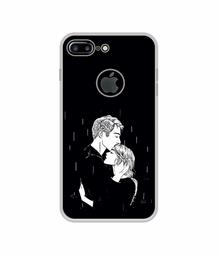 Amazon Brand - Solimo Designer Couples Standing in Rain UV Printed Soft Back Case Mobile Cover for Apple iPhone 7 Plus (Logo Cut)