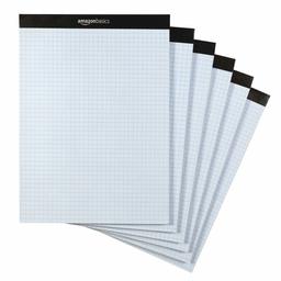 AmazonBasics Lot de 6 blocs de papier quadruple ligné Taille des lettres 8,5 x 11 cm