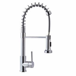 AmazonBasics Pro-Style Spring Sprayer Kitchen Faucet, Polished Chrome