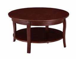 Amazon Brand – Ravenna Home Anne Marie Round Wood Shelf Storage Curved Leg Coffee Table, 48