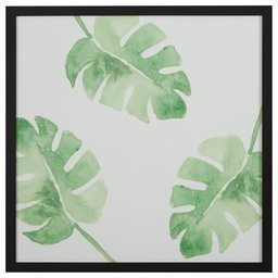 Amazon Brand – Rivet Watercolor Green Leaf Print Wall Art in a Black Wood Frame, 30