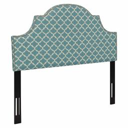 Amazon Brand – Ravenna Home Trellis Pattern Upholstered Headboard - Queen, 61.6 Inch, Blue and Cream