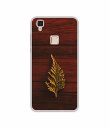 Amazon Brand - Solimo Designer Leaf on Wood UV Printed Soft Back Case Mobile Cover for Vivo V3