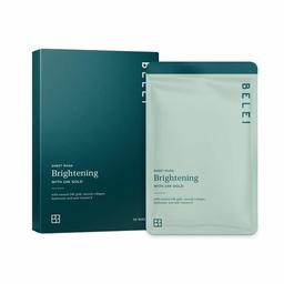 Amazon Brand - Belei - Brightening Sheet Mask with 24k Gold, Pack of 10