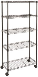 AmazonBasics 5-Shelf Shelving Unit on Wheels - Black