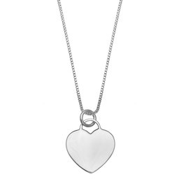 Women's Engravable 925 Sterling Silver Polished I.D. 13x16.5 Polished Heart Charm on 18