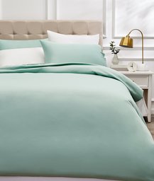 AmazonBasics 400-Thread-Count Cotton Sateen Duvet Cover Set - 220x250cm/ 50x80cmx2, Seafoam Green