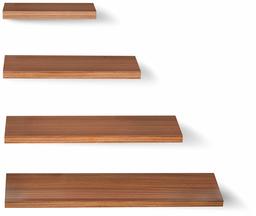 (Renewed) Amazon Brand - Solimo Floating Wall Shelf, Set of 4 (Matte Finish, Walnut)