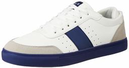 Amazon Brand - House & Shields Men's White/Blue PU Sneakers-8 UK (42 EU) (9 US) (AZ-HS-014)