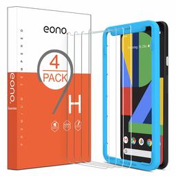 Eono Essentials [Pack of 4] Tempered Glass Screen Protector Compatible with Google Pixel 4, with Positioning Aid, Anti-Scratch, Anti-Bubble