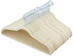 Amazon Basics - Perchas de Terciopelo para Trajes (renovadas), Sencillo, Beige, Paquete-de-50, 1, 50