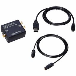 AmazonBasics 96KHz DAC Digital Optical Coax to Analog RCA Audio Converter Adapter with Fiber and Coax Cable (Renewed)