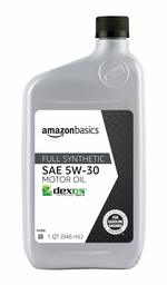 AmazonBasics Full Synthetic Motor Oil (SN Plus, dexos1-Gen2) - 5W-30 - 1 Quart - 6 Pack - AM0D53P6 (Renewed)