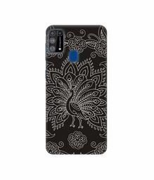 Amazon Brand - Solimo Designer White Peacock Rangoli 3D Printed Hard Back Case Mobile Cover for Samsung Galaxy M31