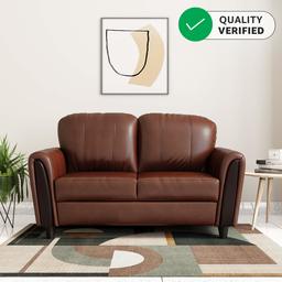 Amazon Brand - Solimo Bliss Leatherette 2 Seater Sofa (Brown)