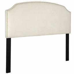 Amazon Brand – Rivet Curved Upholstered Headboard with Nailhead Trim, Queen, 60