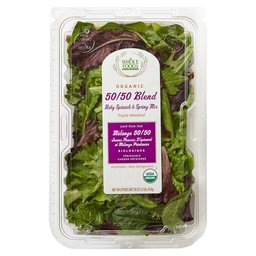 Whole Foods Market, Organic 50-50 Blend, Baby Spinach & Spring Mix, 16 oz