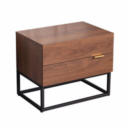 Amazon Brand - Movian Kyyvesi, 2-Drawer Storage Night Stand, 60 x 42 x 50 cm, Walnut Effect