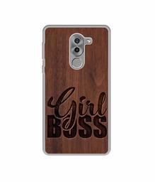 Amazon Brand - Solimo Designer Girl Boss On Wood UV Printed Soft Back Case Mobile Cover for Huawei Honor 6X