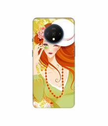 Amazon Brand - Solimo Designer Lady with Hat 3D Printed Hard Back Case Mobile Cover for OnePlus 7T