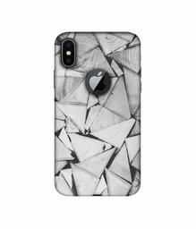 Amazon Brand - Solimo Designer Wooden Triangles 3D Printed Hard Back Case Mobile Cover for Apple iPhone X (Logo Cut)