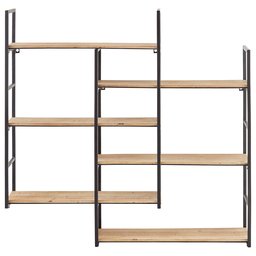 Amazon Brand – Rivet Modern Wood and Metal Floating Wall Storage Shelves - 37.25