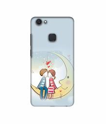 Amazon Brand - Solimo Designer Couple Sitting On Moon 3D Printed Hard Back Case Mobile Cover for Vivo V7 Plus