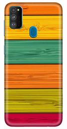 Amazon Brand - Solimo Designer Colorful Wooden Pattern 3D Printed Hard Back Case Mobile Cover for Samsung Galaxy M21 / M30s