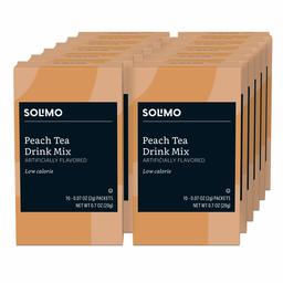 Amazon Brand - Solimo Peach Tea Drink Mix Singles, (12 count) - 120 total packets