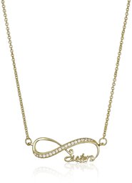 Gold Plated 925 Sterling Silver AAA Cubic Zirconia Infinity Sisters Pendant Necklace, 18