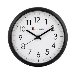 Amazon Brand - Solimo 11-inch Wall Clock (Silent Movement, Black Frame)