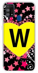 Amazon Brand - Solimo Designer Multicolor Heart Pattern Alphabet-W Printed Soft Back Case Mobile Cover for Samsung Galaxy M31