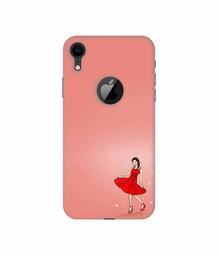 Amazon Brand - Solimo Designer Red Dress Lady 3D Printed Hard Back Case Mobile Cover for Apple iPhone XR (Logo Cut)