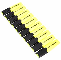 AmazonBasics Flat Barrel Highlighters, Yellow, Pack of 10