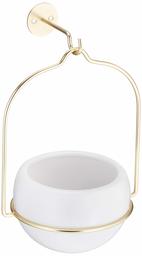 AmazonBasics Hanging Planter, Round - White/Brass (2-Pack)