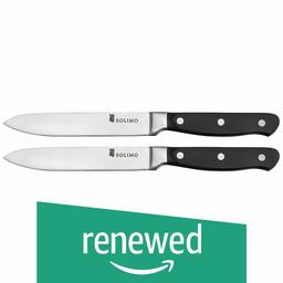 (Renewed) Amazon Brand - Solimo Premium High-Carbon Stainless Steel Utility Knife Set, 2-Pieces, Silver