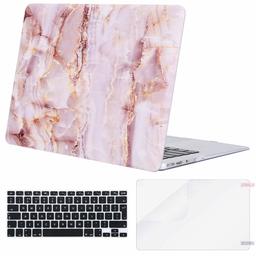 Eono MacBook Air 13 Case 2010-2017 Release A1369 A1466, Plastic Hard Shell&Keyboard Cover&Screen Protector Compatible with MacBook Air 13, Pink Marble