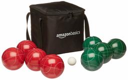 AmazonBasics - Set di Palline da Bocce con Custodia Morbida, Colore: Rosso, 100mm