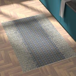 Amazon Brand – Rivet Modern Flatwoven Rug with Intersecting Diamonds, 4' x 6', Blue and Gray with Gold