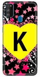 Amazon Brand - Solimo Designer Heart Pattern Alphabet-K 3D Printed Hard Back Case Mobile Cover for Samsung Galaxy M21 / M30s