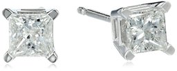 10k White Gold Princess Diamond Studs (3/8 cttw)