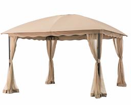 AmazonBasics Outdoor Patio Garden Dome Top Gazebo with Mosquito Net - Beige and Khaki