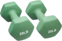 AmazonBasics Neoprene Dumbbell Hand Weights, 20 Pound Each, Light Green - Set of 2