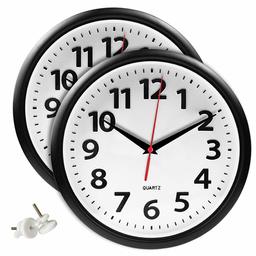 UMI. Essentials Silent Non Ticking Wall Clock, Black (Set of 2)